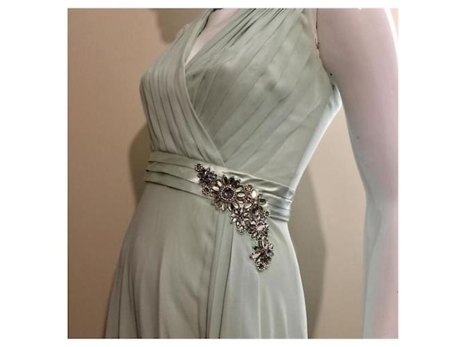 Jenny Packham Vestido de noite em chiffon com enfeites de cristal Verde claro - vista 2
