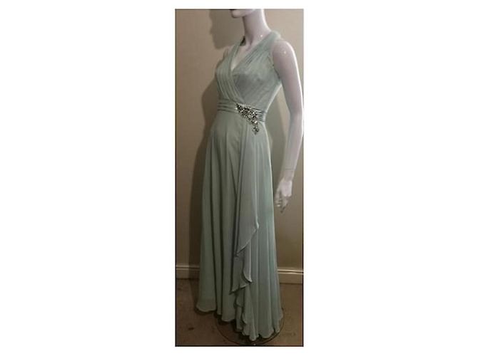 Jenny Packham Vestido de noite em chiffon com enfeites de cristal Verde claro - vista 4