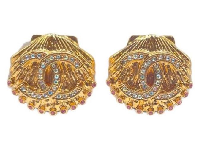 ***Orecchini CHANEL con strass motivo conchiglia D'oro - vista 2