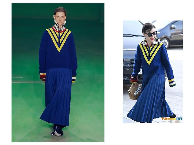 Vestito Lacoste Runway Blu Multicolore Lana - vista 4