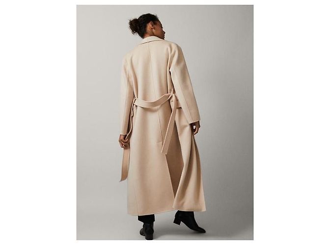 Massimo Dutti abrigo de lana con forro y botones Crudo - vista 10