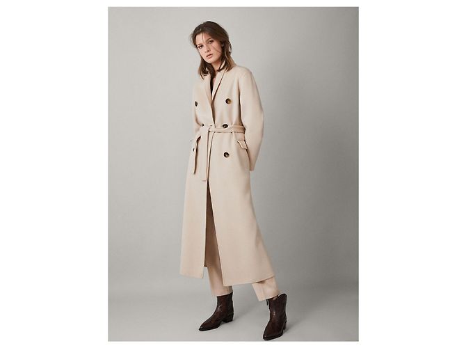 Massimo Dutti abrigo de lana con forro y botones Crudo - vista 11