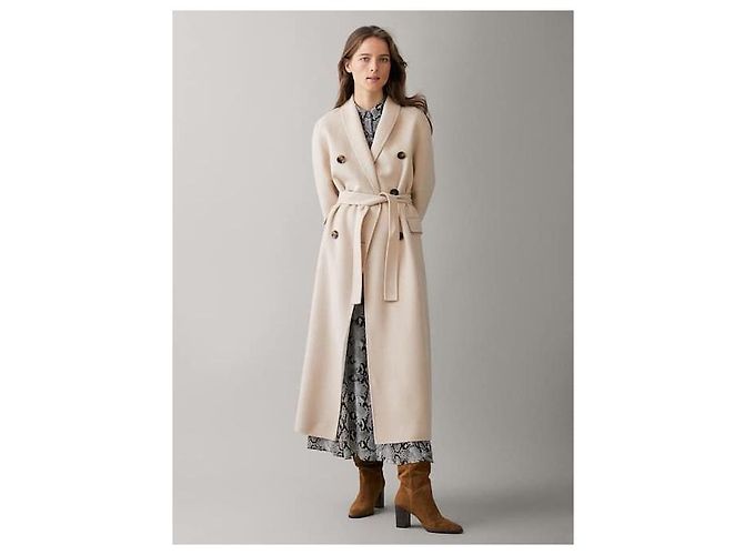 Massimo Dutti abrigo de lana con forro y botones Crudo - vista 2