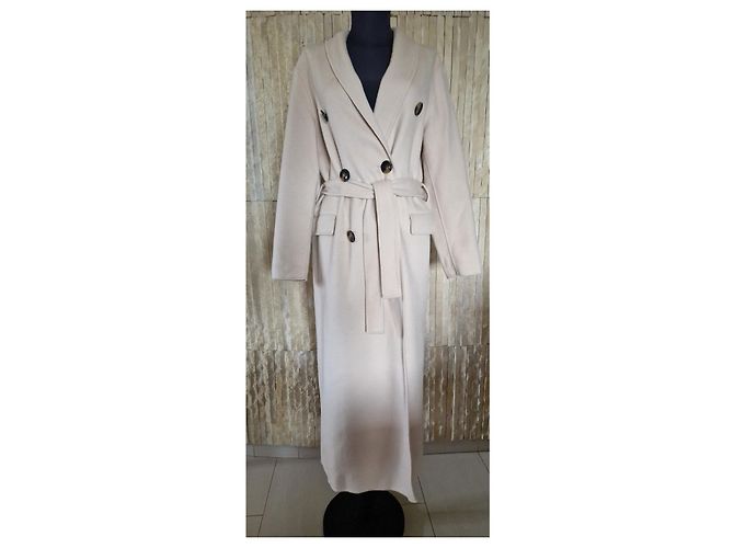 Massimo Dutti abrigo de lana con forro y botones Crudo - vista 5