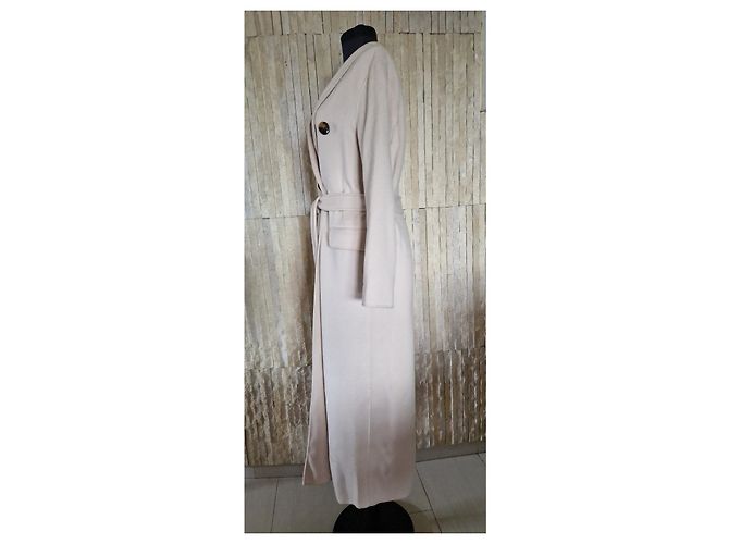 Massimo Dutti abrigo de lana con forro y botones Crudo - vista 8