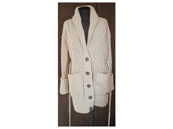 Burberry Brit Burberry wool ecru knitted jacket Cream - view 10