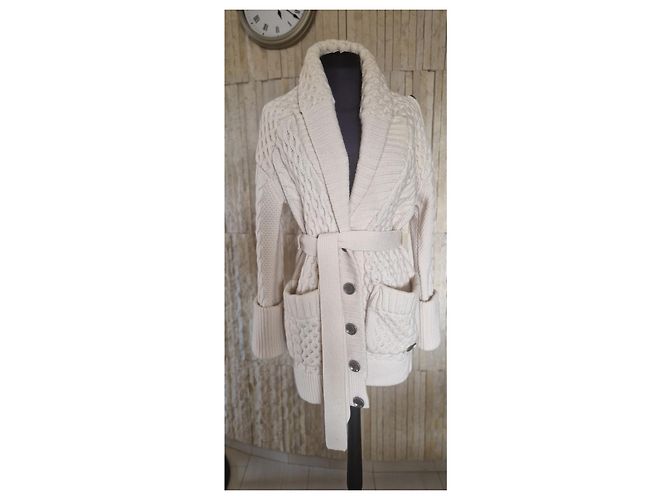 Burberry Brit Burberry wool ecru knitted jacket Cream - view 3