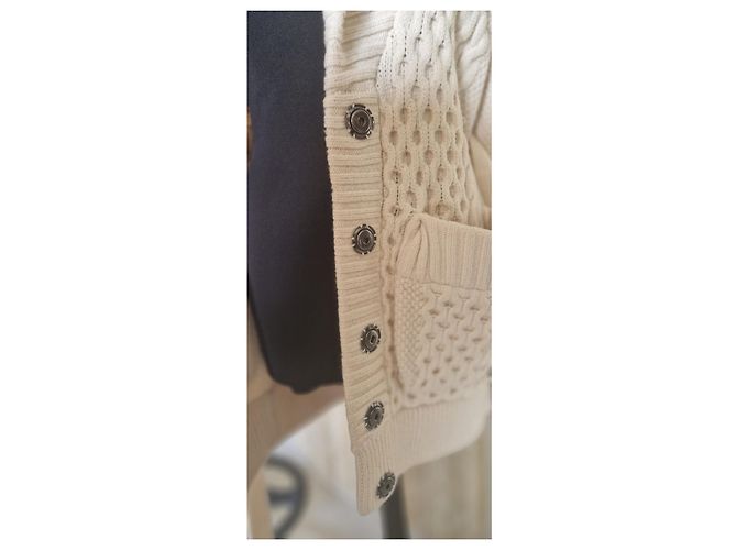 Burberry Brit Burberry wool ecru knitted jacket Cream - view 6