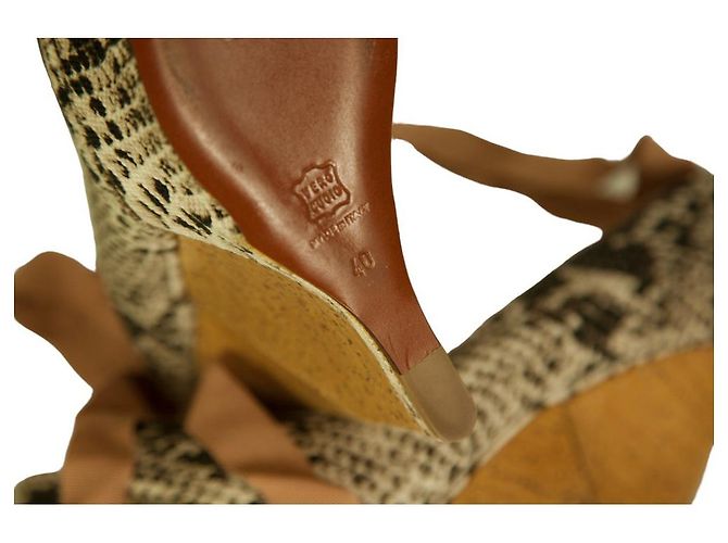 Lanvin Sake Pattern Canvas High Cork Heel Wedges Plateau Peep Pumps Schuhe 40 - Ansicht 8