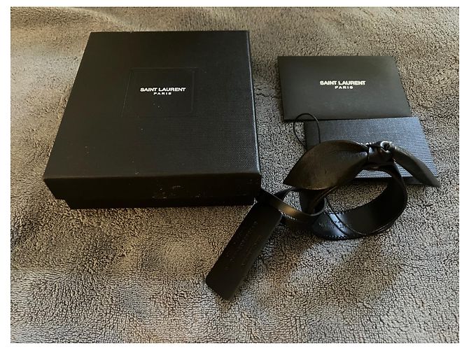 Bracciale Saint Laurent in pelle nero con fiocco - vista 2