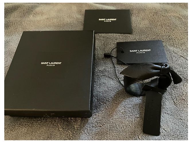Bracciale Saint Laurent in pelle nero con fiocco - vista 3