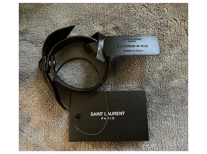 Bracciale Saint Laurent in pelle nero con fiocco - vista 4