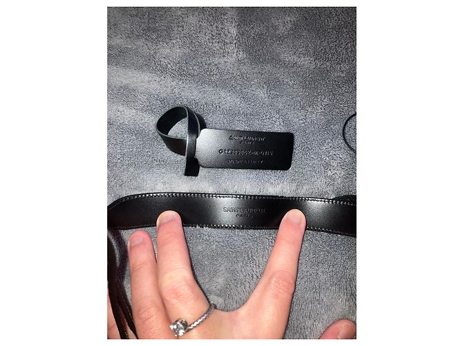 Bracciale Saint Laurent in pelle nero con fiocco - vista 6