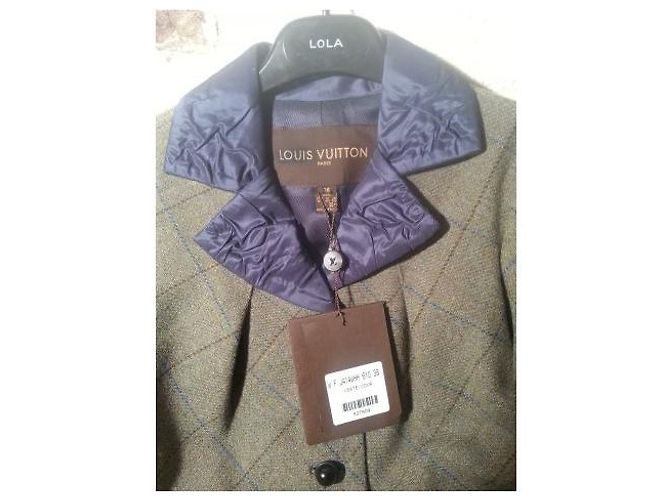 Louis Vuitton Check Jacket Light Khaki Heather Wool - view 4