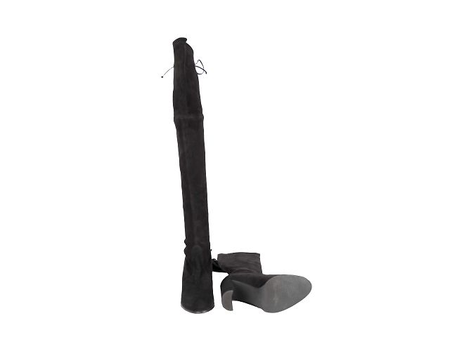 Stuart Weitzman Overknee-Wildlederstiefel Schwarz - Ansicht 5