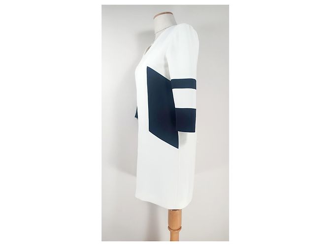 Autre Marque Schwarz-weißes Kleid aus Polyester - Ansicht 2