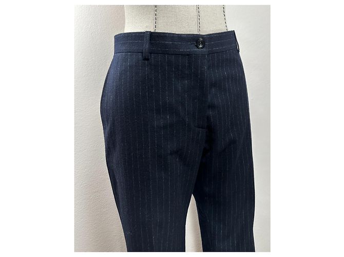 Dries Van Noten Pantalón de lana con rayas azul marino - vista 3