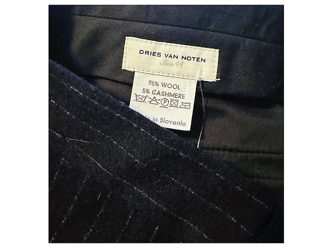 Dries Van Noten Pantalón de lana con rayas azul marino - vista 6