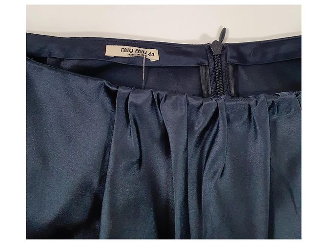 Falda de seda Miu Miu azul marino - vista 4