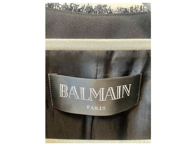 BALMAIN TWEED GRÜNER PAILLETTENJACKENBLAZER FR 40 - Ansicht 2