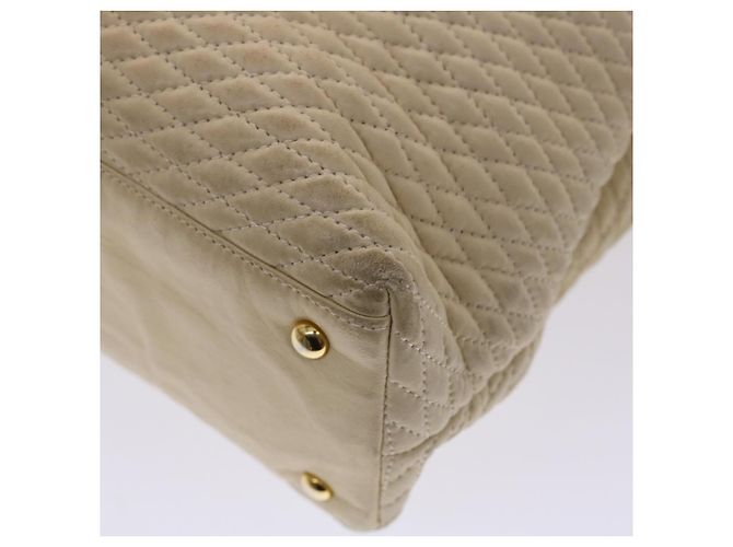 Bolsa de ombro acolchoada BALLY couro bege Auth yb275 - vista 12
