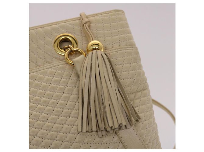 Bolsa de ombro acolchoada BALLY couro bege Auth yb275 - vista 14