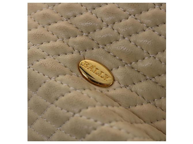 Bolsa de ombro acolchoada BALLY couro bege Auth yb275 - vista 15
