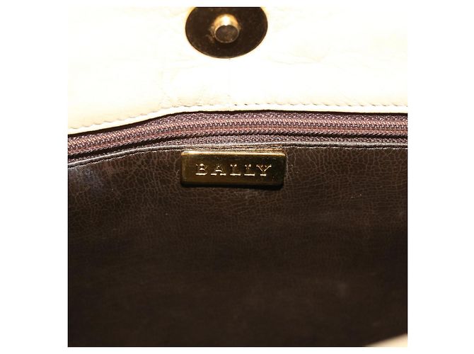 Bolsa de ombro acolchoada BALLY couro bege Auth yb275 - vista 16