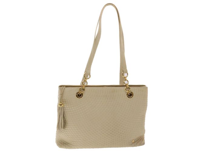 Bolsa de ombro acolchoada BALLY couro bege Auth yb275 - vista 2