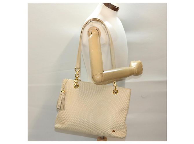 Bolsa de ombro acolchoada BALLY couro bege Auth yb275 - vista 23