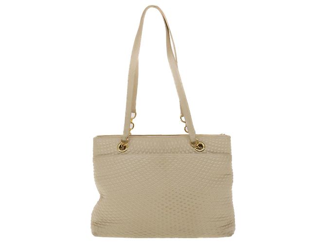 Bolsa de ombro acolchoada BALLY couro bege Auth yb275 - vista 3
