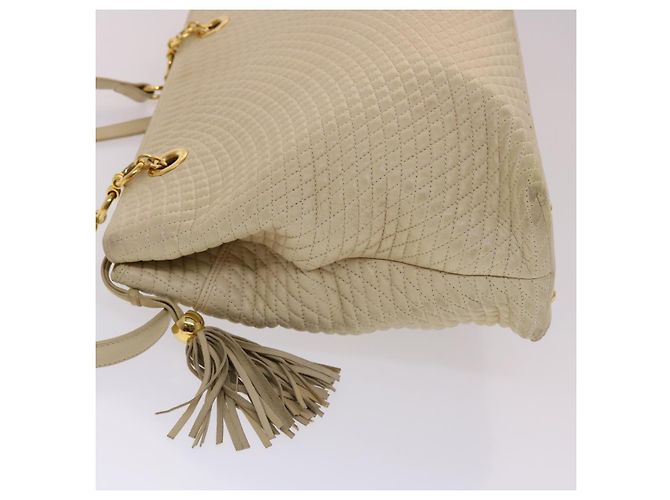 Bolsa de ombro acolchoada BALLY couro bege Auth yb275 - vista 5