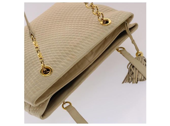 Bolsa de ombro acolchoada BALLY couro bege Auth yb275 - vista 6