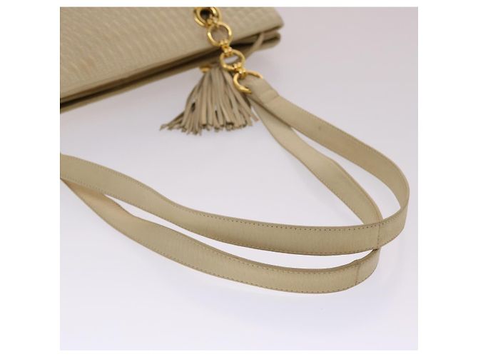 Bolsa de ombro acolchoada BALLY couro bege Auth yb275 - vista 7