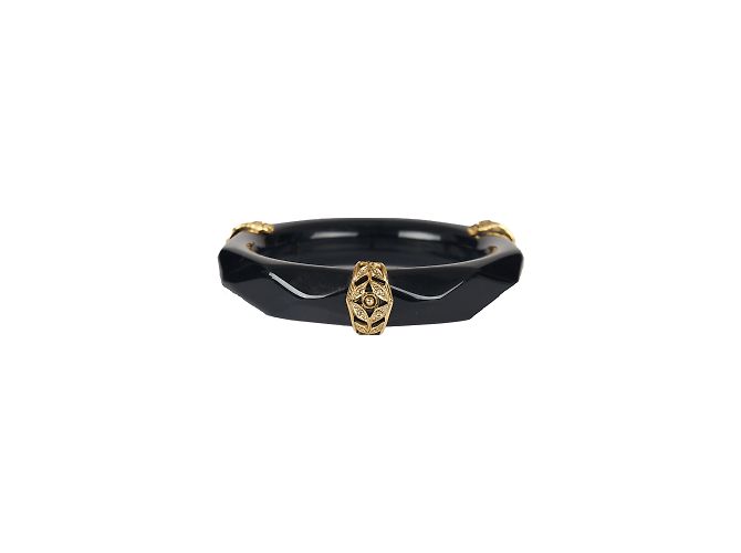 Autre Marque Armband mit goldenen Metalldetails Schwarz - Ansicht 2