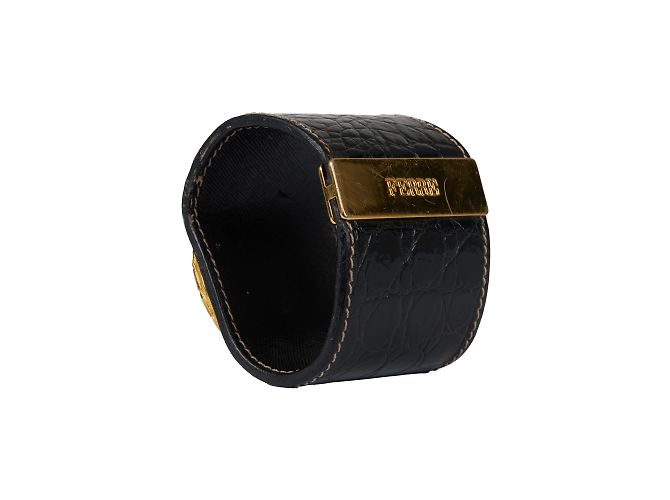 Bracciale rigido in pelle Gianfranco Ferré Nero - vista 3