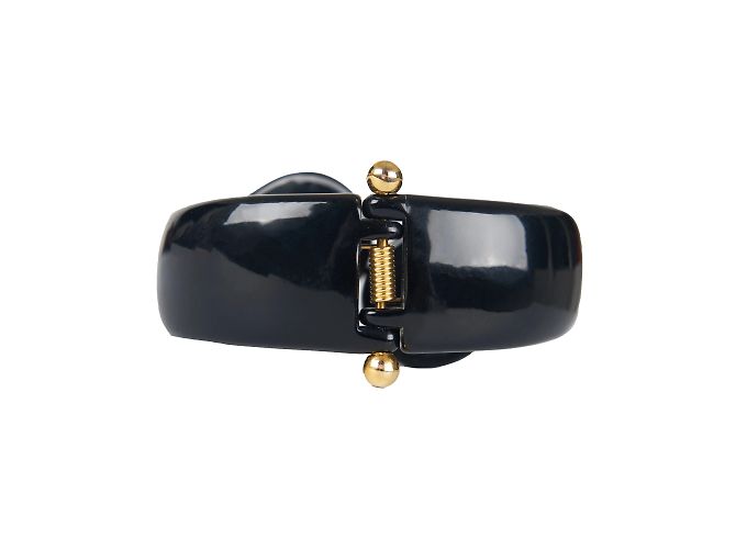 Autre Marque Bracciale scultoreo in resina nera con chiusura dorata Nero - vista 3