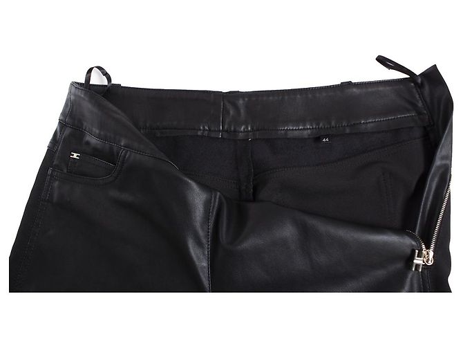 Elisabetta Franchi, Stretchhose mit Lederimitat. Schwarz - Ansicht 5