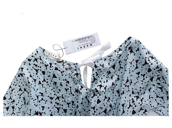 Marni, Blusa de popeline de algodão com costas abertas. Azul - vista 6