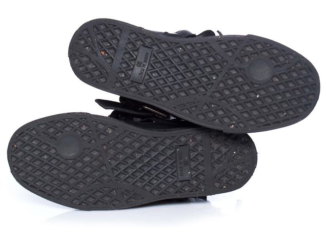 Giuseppe Zanotti, Sneakers alte in pelle con catena foderata nera. Nero - vista 7