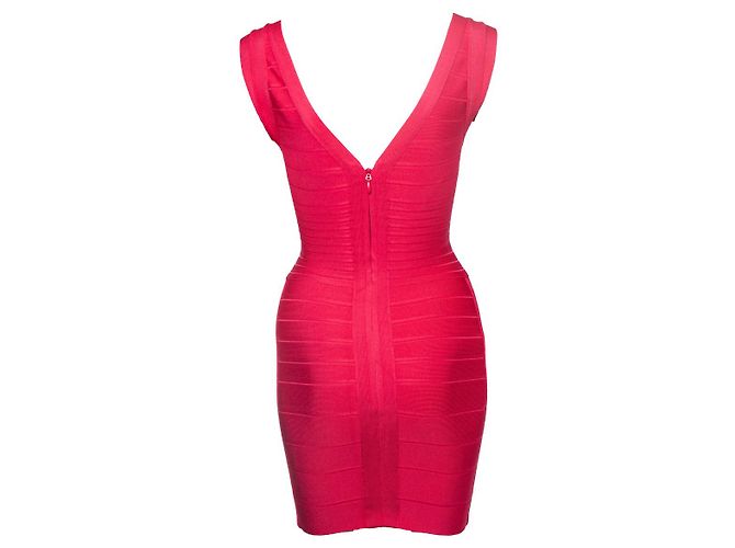 HERVE LEGER, Fuchsia Zoe Body-Con-Stretchkleid Pink - Ansicht 2