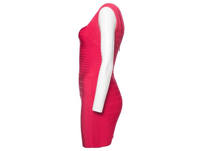 HERVE LEGER, Fuchsia Zoe Body-Con-Stretchkleid Pink - Ansicht 4