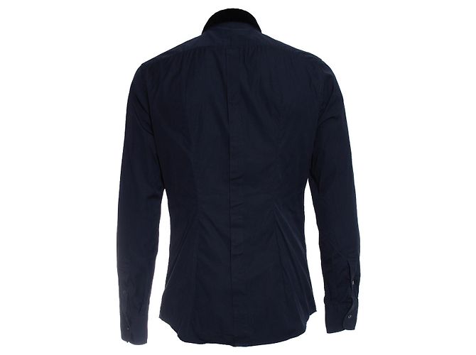 Dolce & Gabbana, Chemise bleue à col en velours. - vue 2