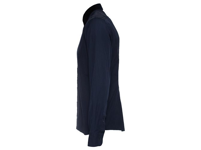 Dolce & Gabbana, Chemise bleue à col en velours. - vue 4