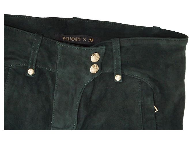 Autre Marque Balmain XH&M, Calça biker camurça verde. - vista 3