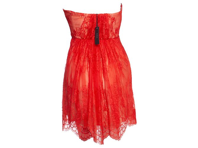 Tibi, Trägerloses Spitzenkleid in Orange. - Ansicht 2
