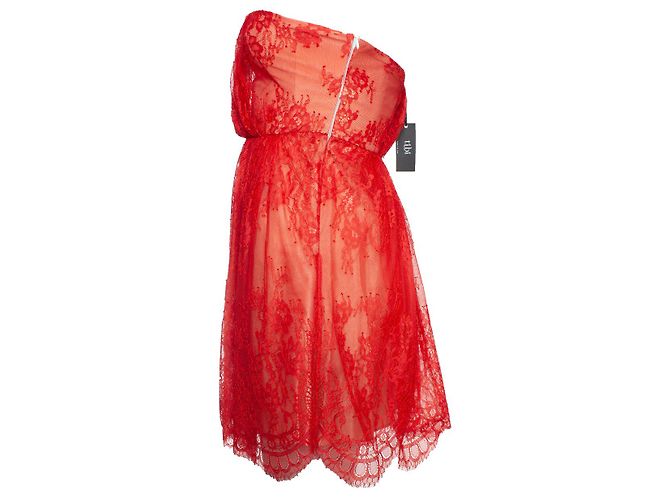 Tibi, Trägerloses Spitzenkleid in Orange. - Ansicht 4