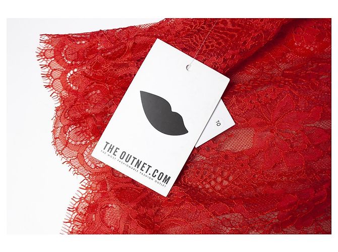 Tibi, Trägerloses Spitzenkleid in Orange. - Ansicht 6