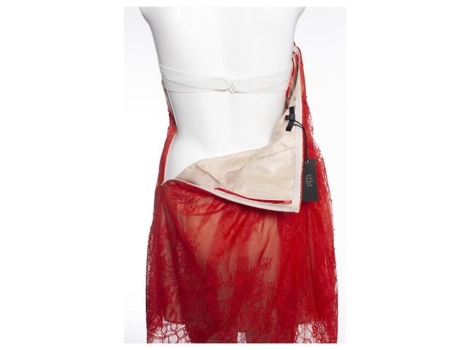 Tibi, Trägerloses Spitzenkleid in Orange. - Ansicht 7