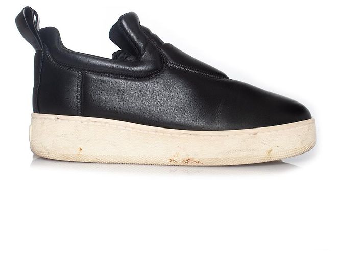 Céline Celine, Sneaker slip on in pelle nera Nero - vista 5